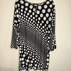Ashley Stewart Shift Dress Polka Dot Chic Breezy Classic‎ Delicate